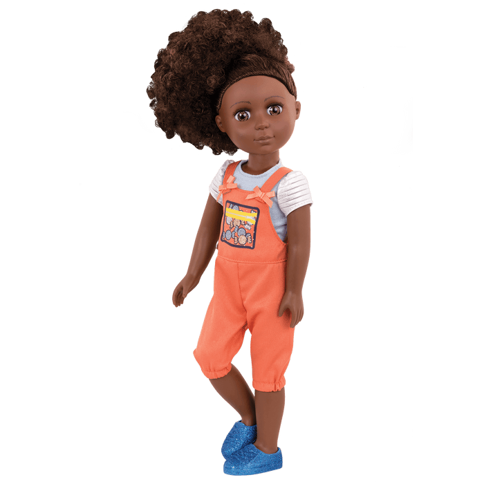 Candy shop overalls for 14-inch doll