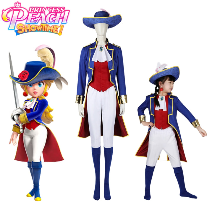 Sword Fighter Peach Costume - Mario Princess Peach: Showtime Cos Replica - Adult & Kids Full Set