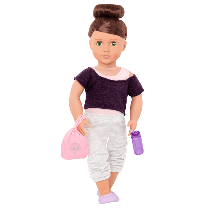 18-inch doll with brown hair, green eyes, ballerina accessories and storybook