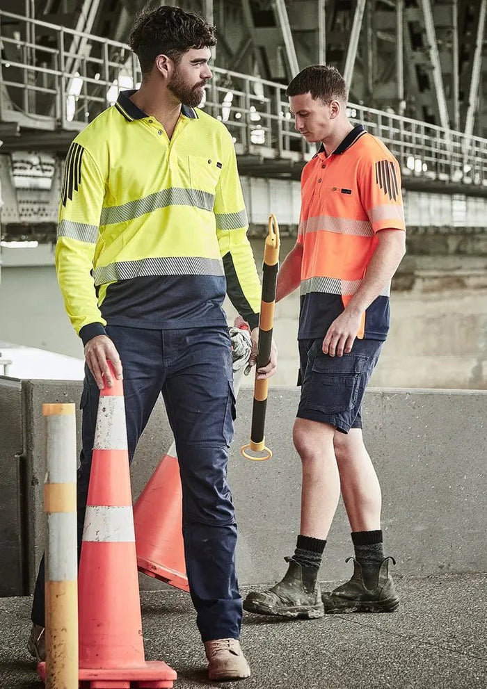 SYZMIK Unisex Hi Vis Segmented Tape Flux Long Sleeve Polo ZH550  Metro Workwear