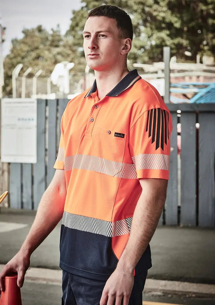 SYZMIK Unisex Hi Vis Segmented Tape Flux Short Sleeve Polo ZH555  Metro Workwear