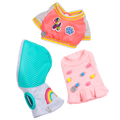 Set of three dog plushie outfits