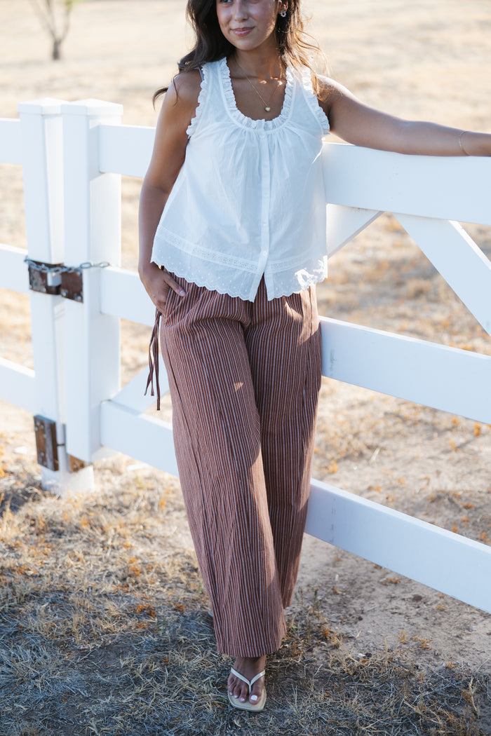 Terry striped fall pant