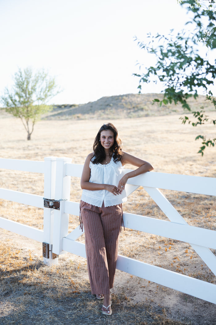 Terry striped fall pant