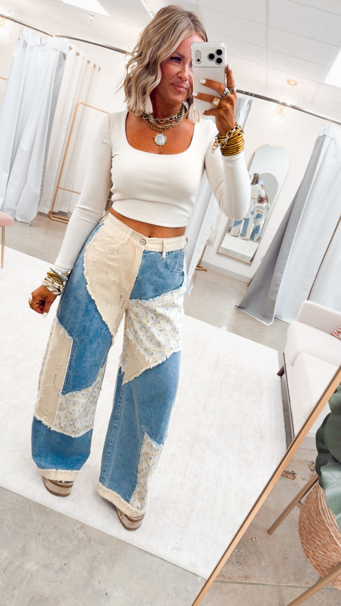 The Bohemian Patchwork Pants-Denim