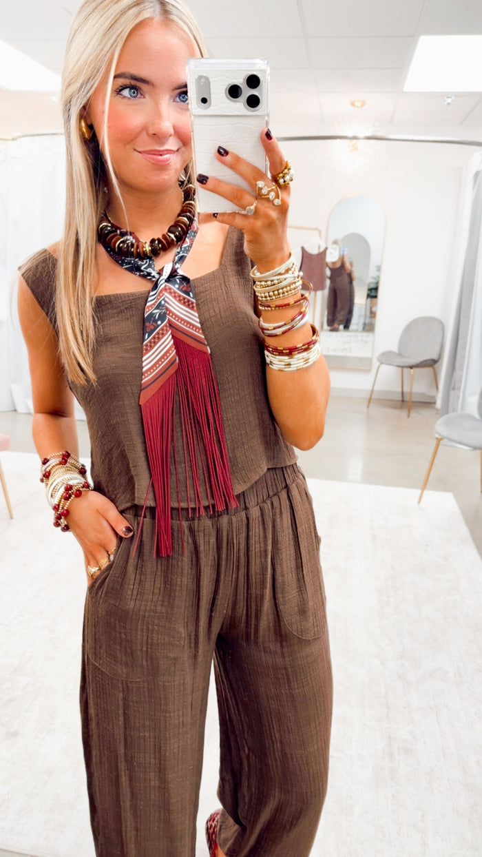 The Calypso Linen Set-Brown