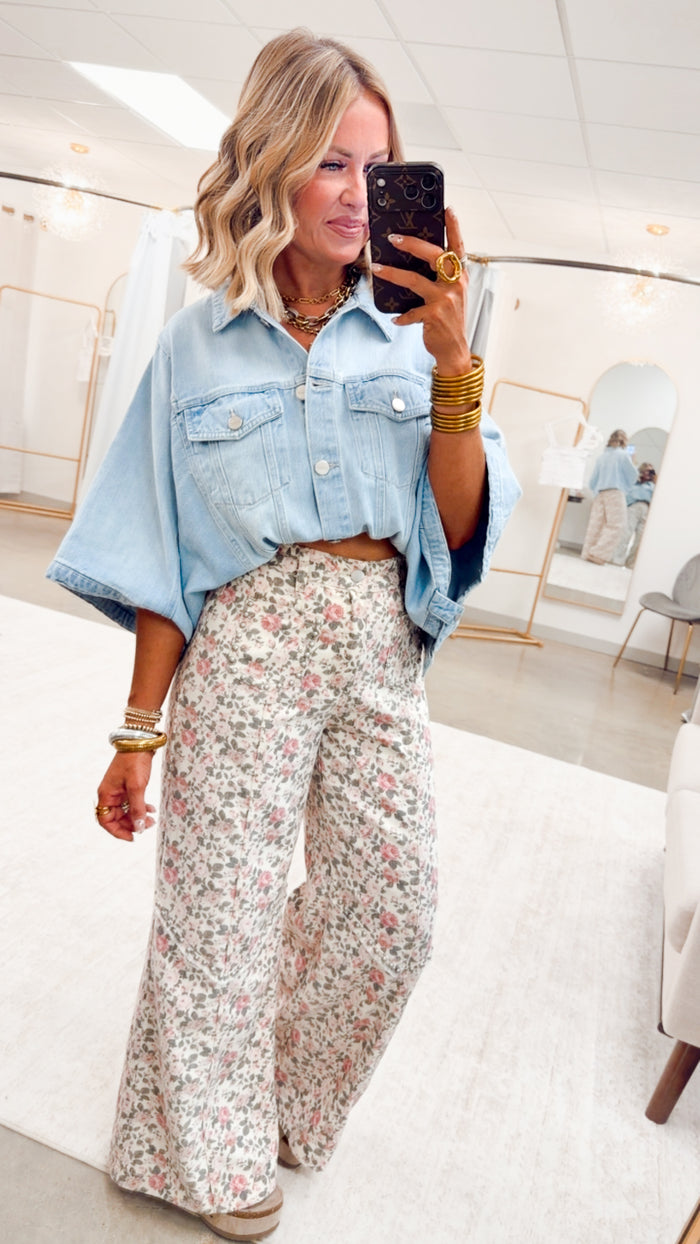 The Denim Drift Poncho Jacket-Light Denim