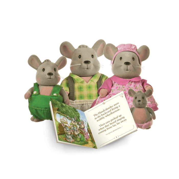 Miniature mouse figurine set with storybook