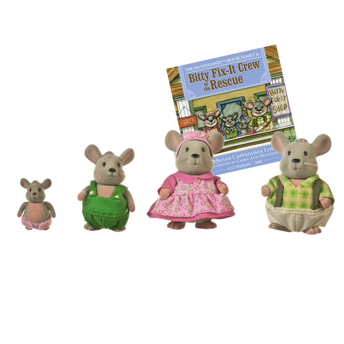 Miniature mouse figurine set with storybook