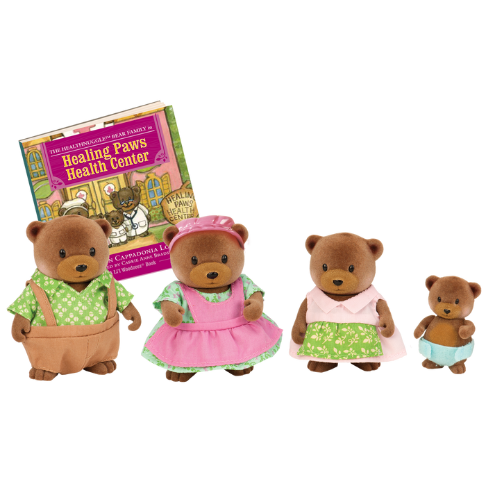 Miniature bear figurine set with storybook