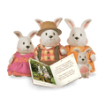 Miniature rabbit figurine set with storybook