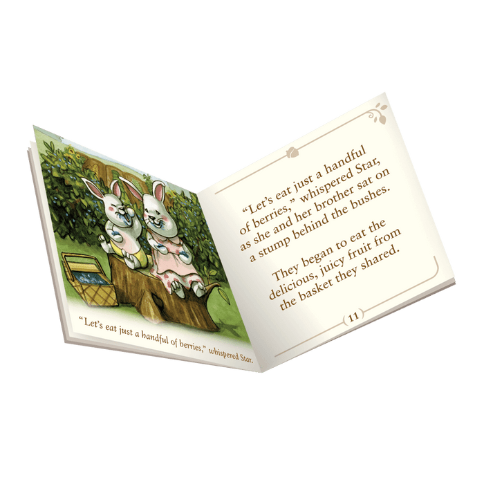 Miniature rabbit figurine set with storybook