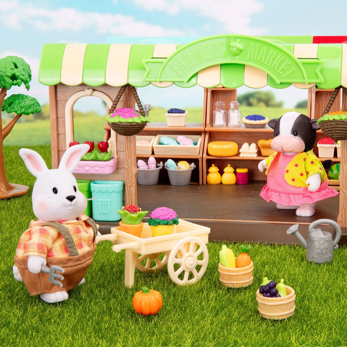 Miniature rabbit figurine set with storybook