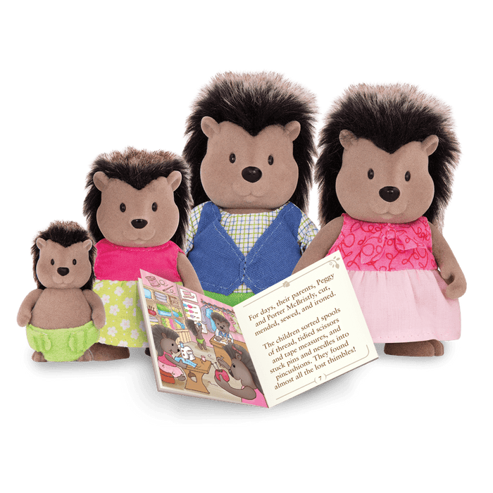 Miniature porcupine figurine set with storybook