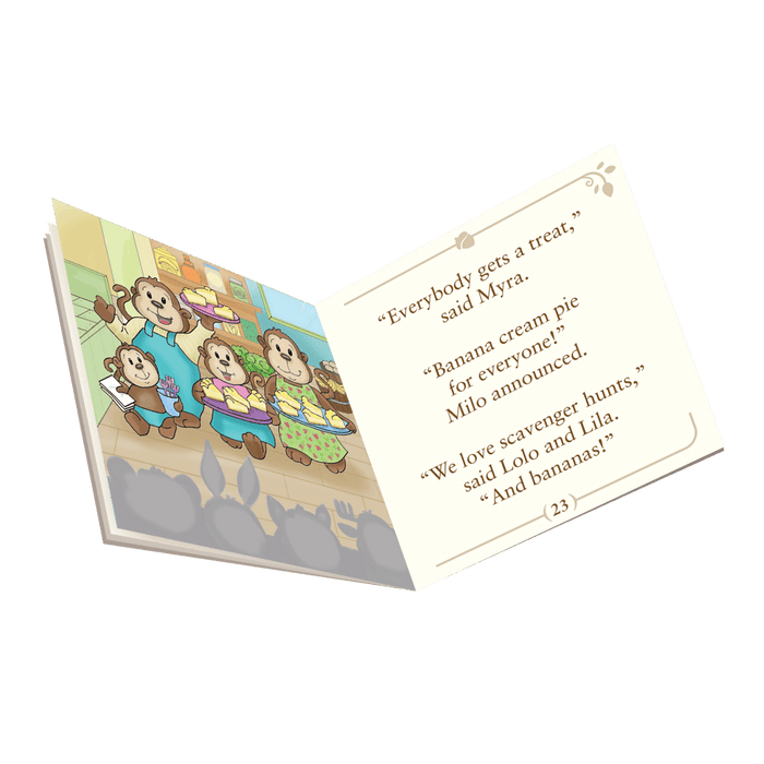 Miniature monkey figurine set with storybook