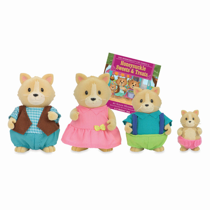 Miniature cat figurine set with storybook