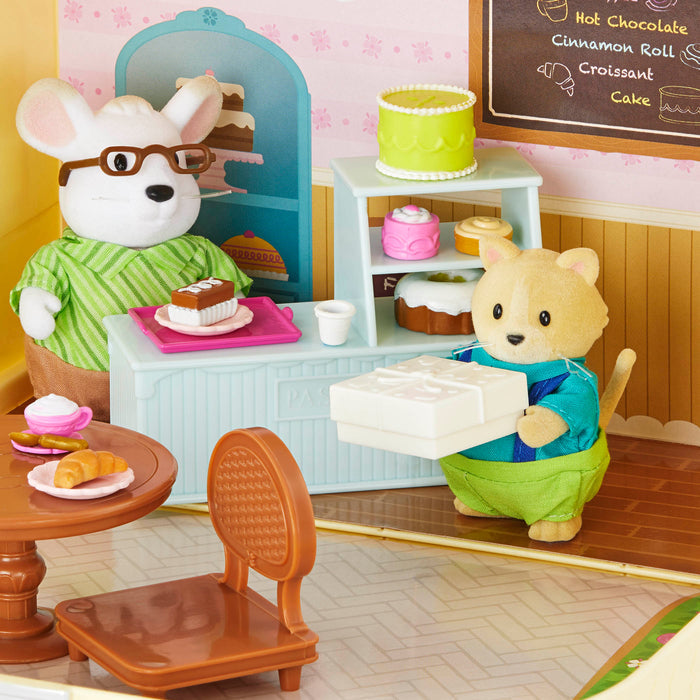 Miniature cat figurine set with storybook
