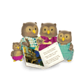 Miniature owl figurine set with storybook
