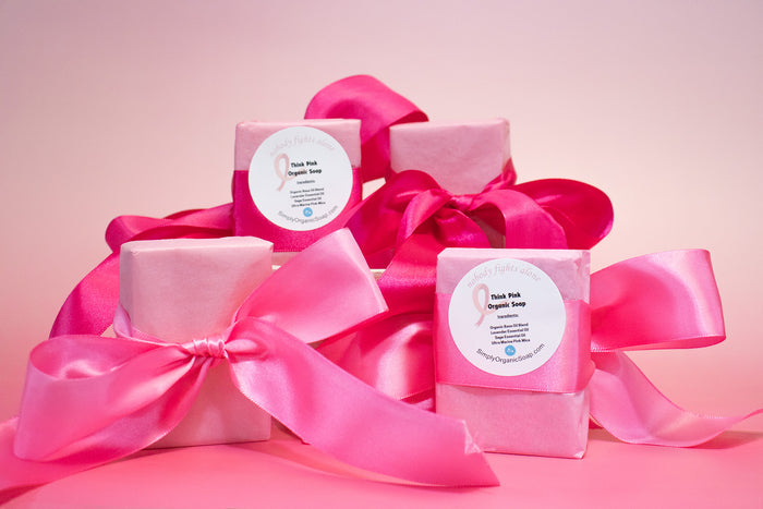 Think Pink Organic Soap wrapping in big pink bow