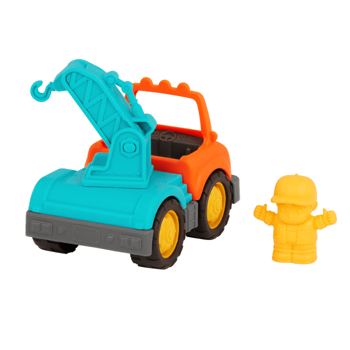 Mini vehicle crane truck, dump truck, and 2 drivers