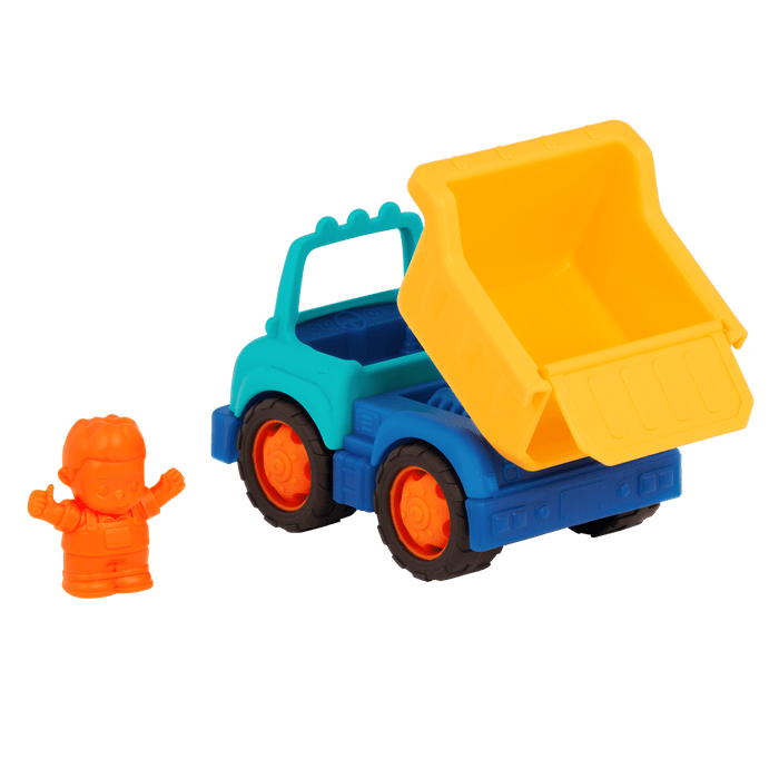 Mini vehicle crane truck, dump truck, and 2 drivers