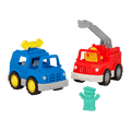 Mini vehicle police SUV, fire truck, and 2 drivers
