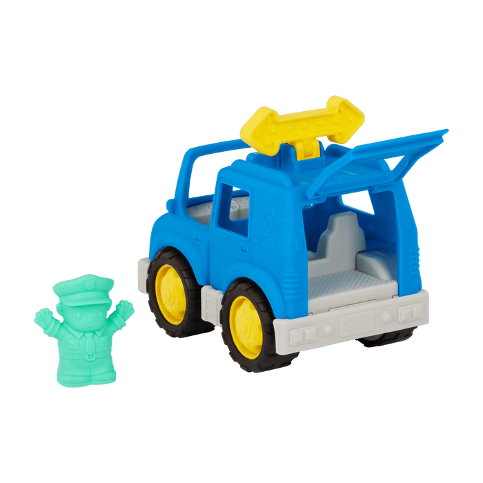 Mini vehicle police SUV, fire truck, and 2 drivers