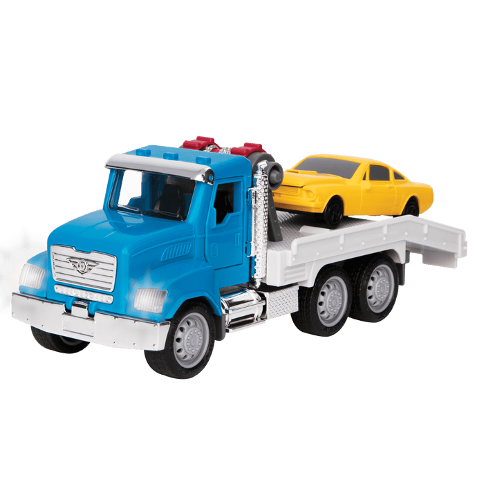 Small Micro Series Blue Tow Truck with Yellow Car
