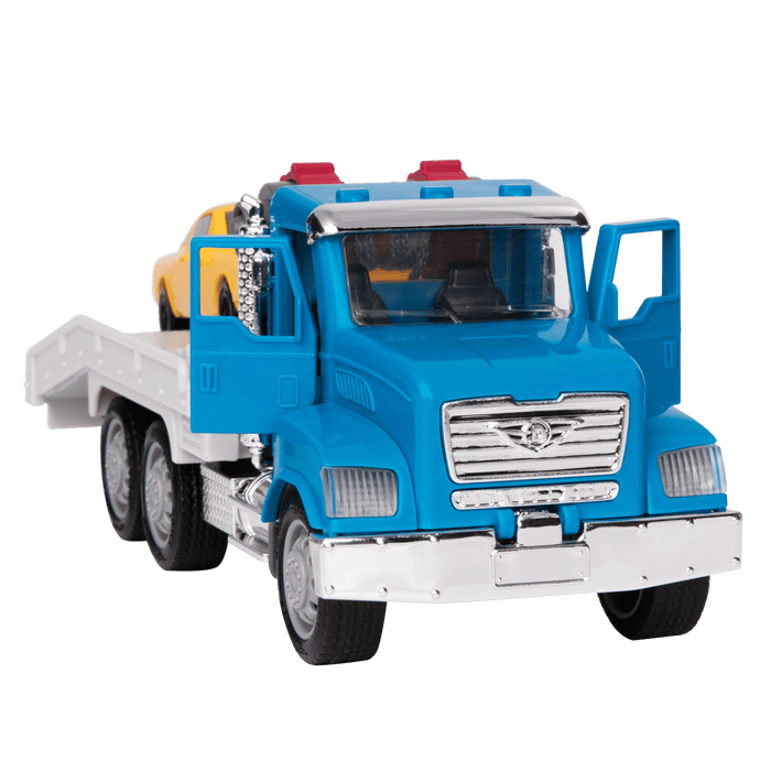 Small Micro Series Blue Tow Truck with Yellow Car