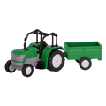 Small Micro Series Green toy tractor with trailor