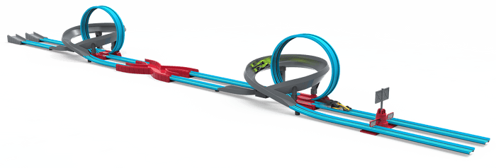 Racetrack playset with loops and toy cars