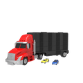 Toy carrier truck with two small toy cars.