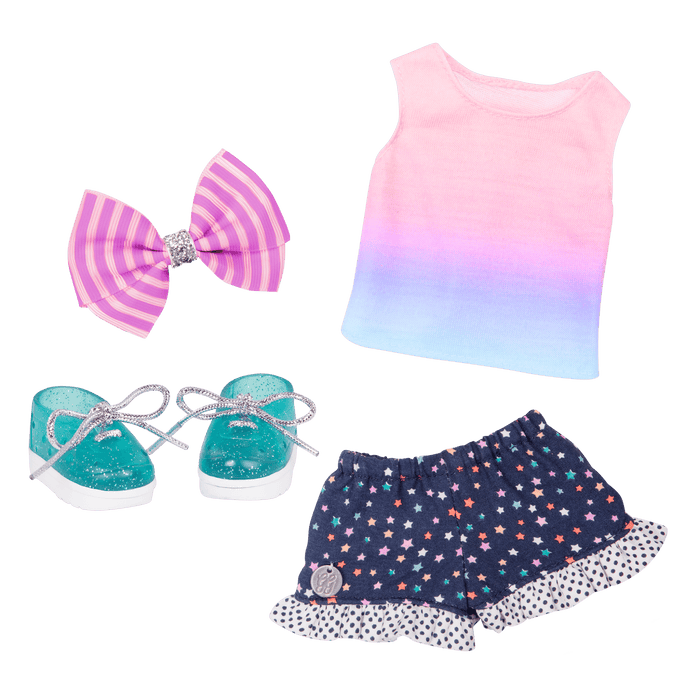 Doll outfit top shorts and shoes