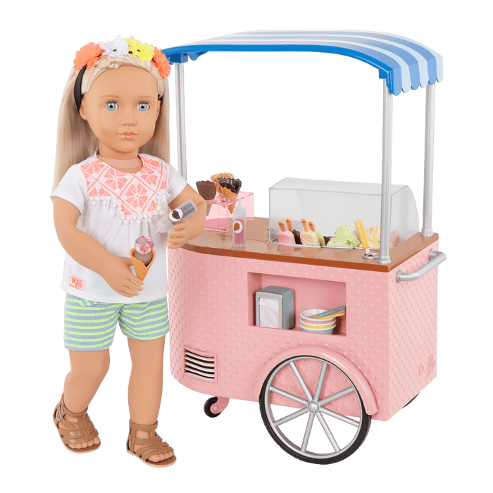 18-inch doll with ice cream cart playset