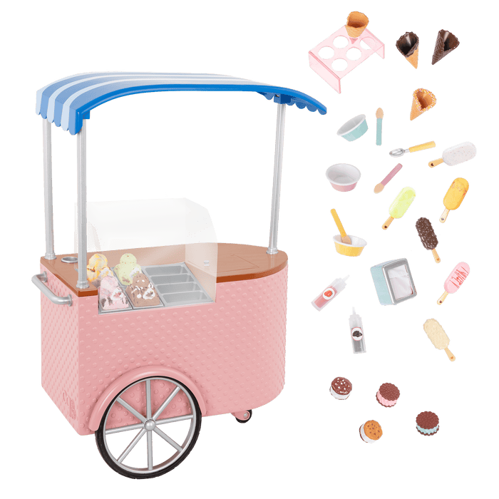 18-inch doll with ice cream cart playset
