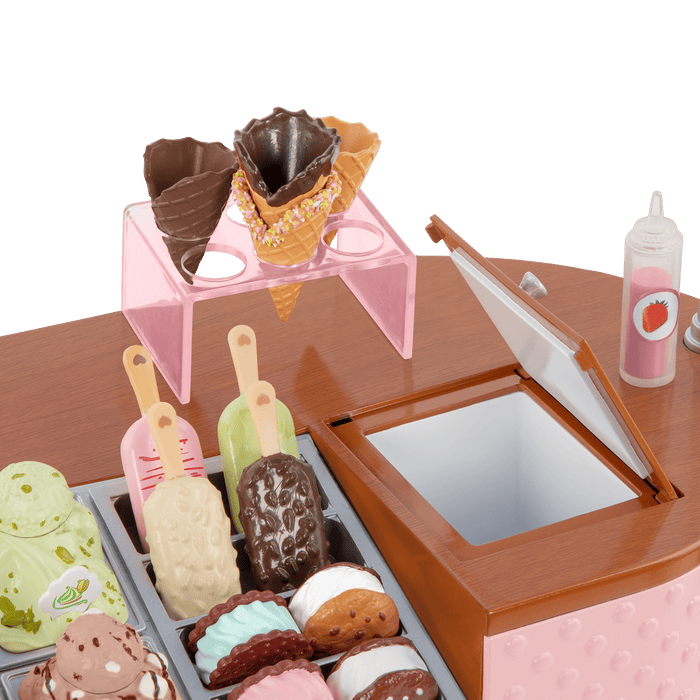 18-inch doll with ice cream cart playset