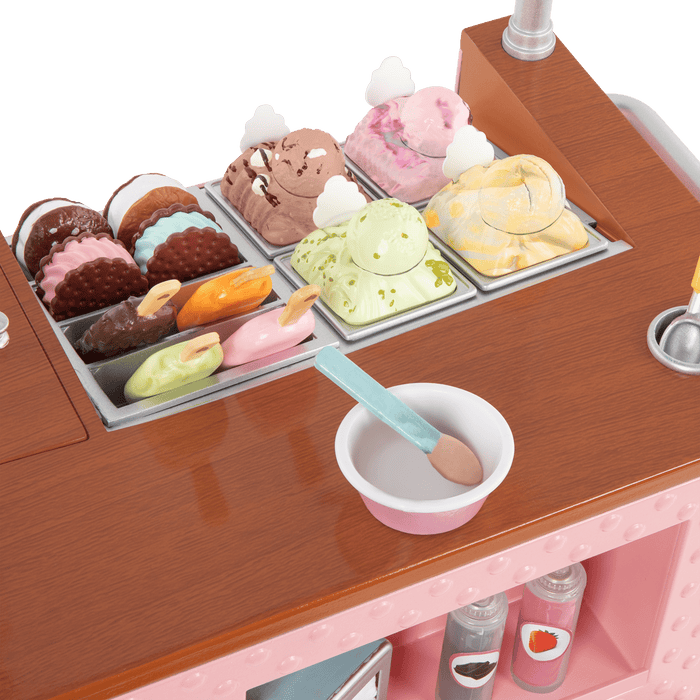 18-inch doll with ice cream cart playset