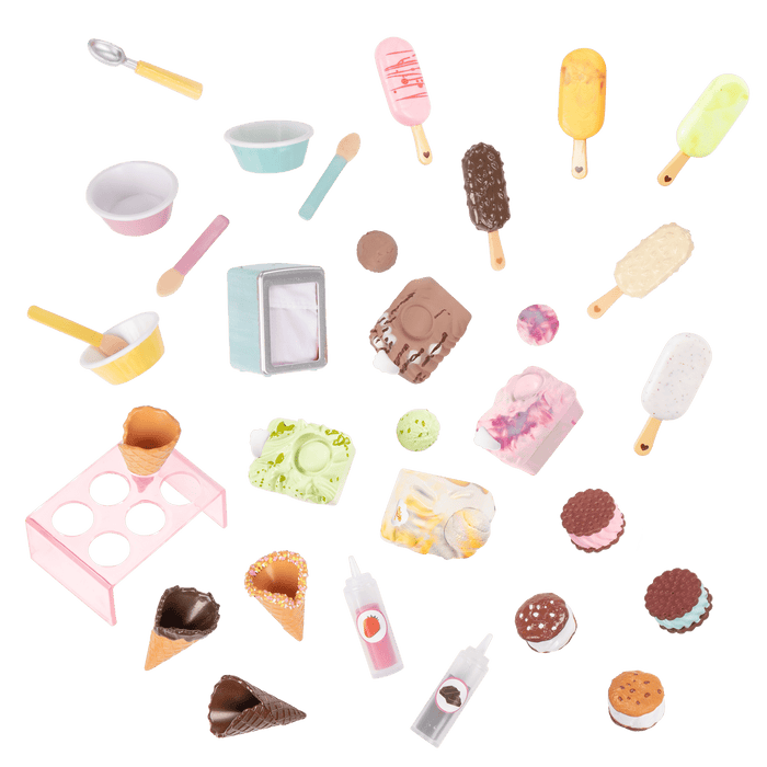 18-inch doll with ice cream cart playset