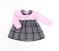 Unicorn Girls Pink Check Dress (12-24MNTH) L3013 - Kidswholesale.co.uk