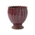 Valencia Scalloped and Ribbed Ceramic Plant Pot Medium Wine