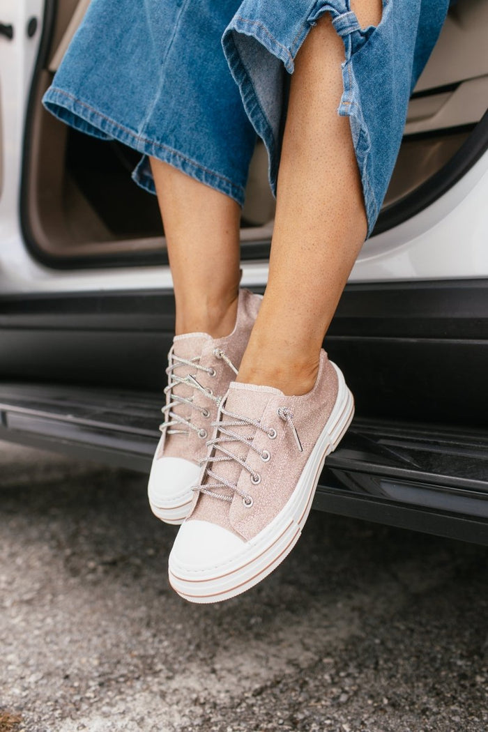 Very G Rose Gold Glitter Aman Sneakers - Macoma Boutique301 Sneakers
