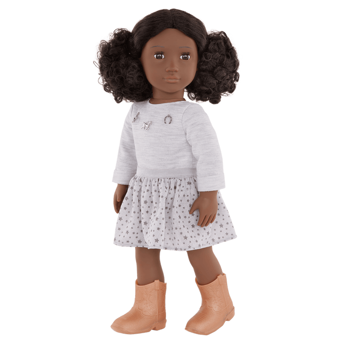 Our Generation 18" Doll Victoria in Cowgirl Outfit including sweater, skirt, boots and hat