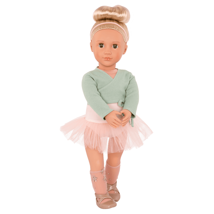 18-inch ballet doll with blonde hair and green eyes