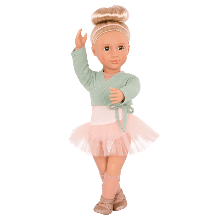 18-inch ballet doll with blonde hair and green eyes