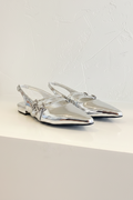 Visor Silver Slingback Flat