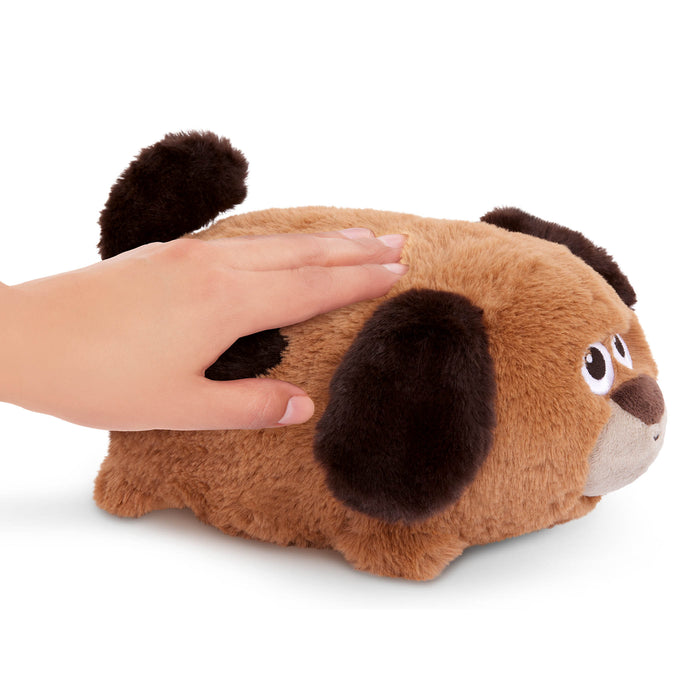 A spotted plush puppy toy for toddlers and kids.