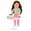 18-inch doll using pancake breakfast playset
