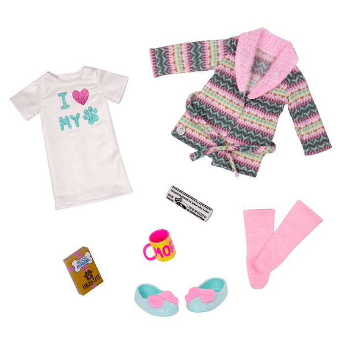 Robe and pet accessories for 14-inch doll