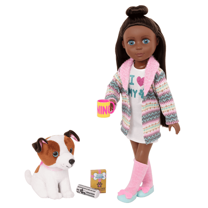 Robe and pet accessories for 14-inch doll