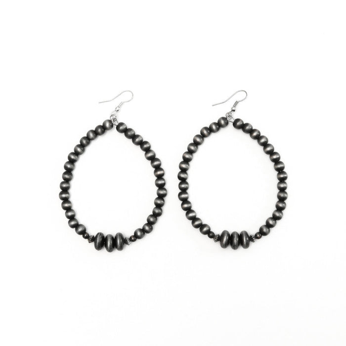 West & Co. 3.5" Navajo Inspired Beaded Dangle Hoop Earrings